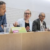 Les Vert-e-s Christophe Clivaz (VS), Aline Trede (BE), Kurt Egger (TG) et Delphine Klopfenstein Broggini (GE) ont plaidé jeudi pour une gestion plus durable de l'eau.